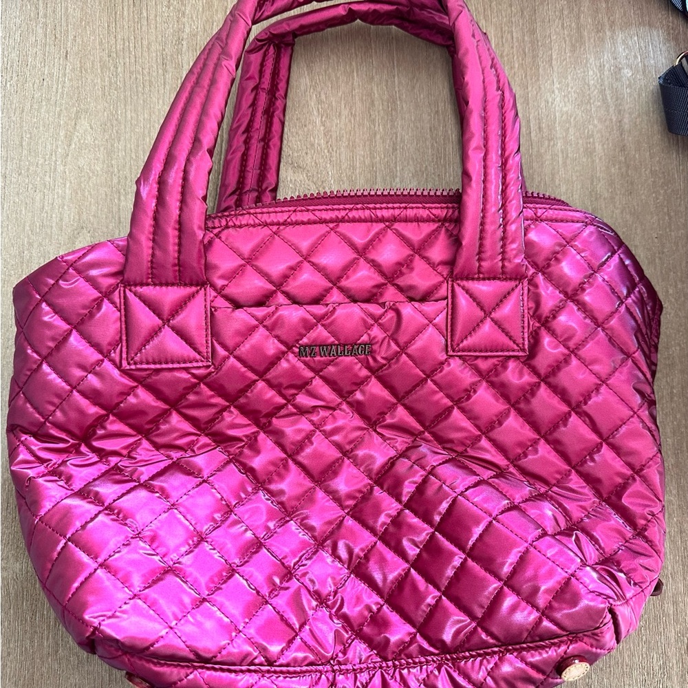 MZ Wallace Quilted Pink Crossbody Tote Bag